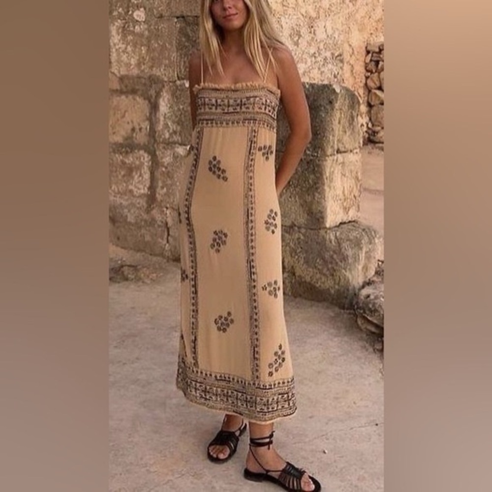 NWT Zara Limited Edition BEADED SOFT GOLD DRESS SIZE S